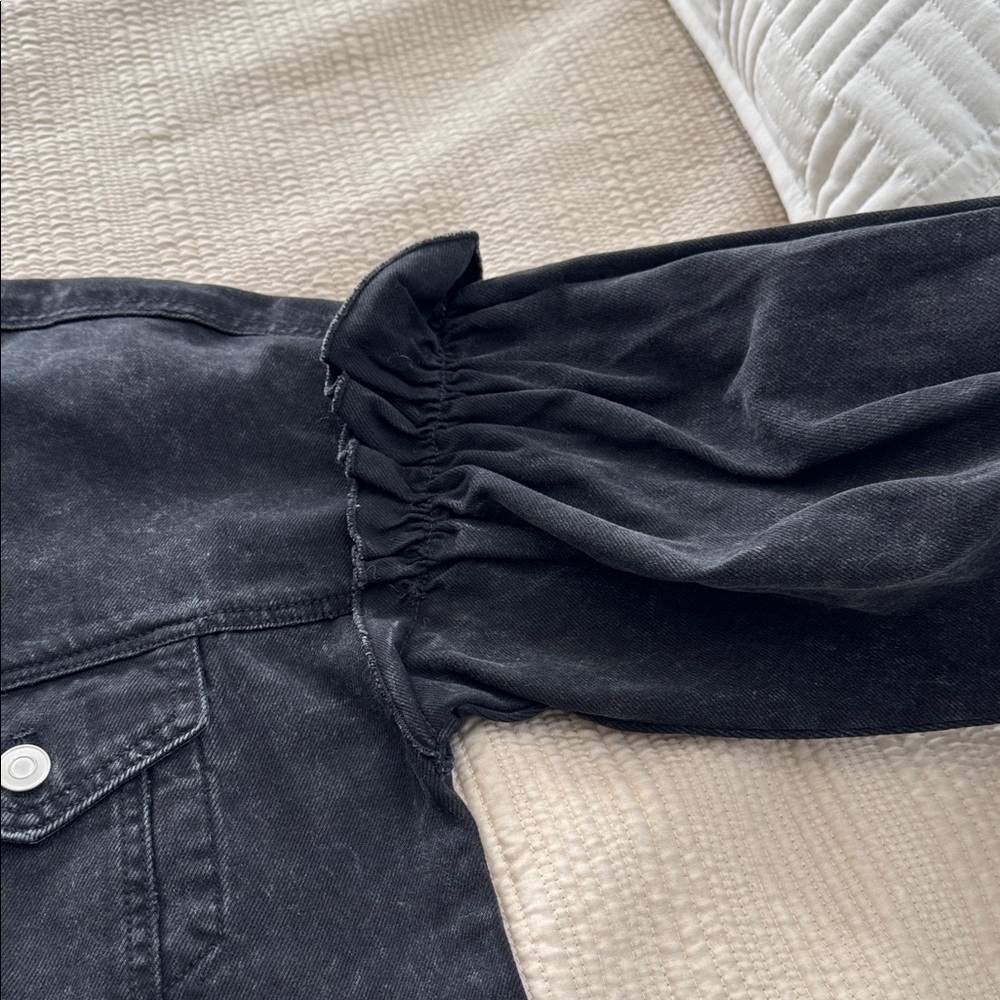 Avec Les Filles Acid Washed Black Denim Jacket - Picture 3 of 9